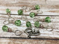 Green Beaded Stitch Markers 9 Piece Party Set , Stitch Markers - Jill's Beaded Knit Bits, Jill's Beaded Knit Bits
 - 5
