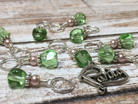 Green Beaded Stitch Markers 9 Piece Party Set , Stitch Markers - Jill's Beaded Knit Bits, Jill's Beaded Knit Bits
 - 1