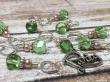 Green Beaded Stitch Markers 9 Piece Party Set , Stitch Markers - Jill's Beaded Knit Bits, Jill's Beaded Knit Bits
 - 1
