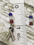 Patriotic Awareness Ribbon Stitch Marker Set , Stitch Markers - Jill's Beaded Knit Bits, Jill's Beaded Knit Bits
 - 6