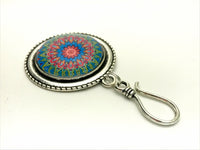 MAGNETIC Mandala Portuguese Knitting Pin- ID Badge Holder- Gift for Knitters