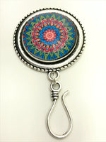 MAGNETIC Mandala Portuguese Knitting Pin- ID Badge Holder- Gift for Knitters