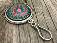 MAGNETIC Mandala Portuguese Knitting Pin- ID Badge Holder- Gift for Knitters