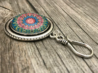 MAGNETIC Mandala Portuguese Knitting Pin- ID Badge Holder- Gift for Knitters