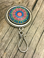 MAGNETIC Mandala Portuguese Knitting Pin- ID Badge Holder- Gift for Knitters