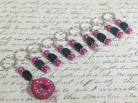 Pink Doughnut Stitch Marker Set- 9 Pieces- Knitting Tools , stitch markers - Jill's Beaded Knit Bits, Jill's Beaded Knit Bits
 - 1