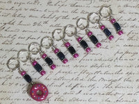 Pink Doughnut Stitch Marker Set- 9 Pieces- Knitting Tools , stitch markers - Jill's Beaded Knit Bits, Jill's Beaded Knit Bits
 - 2