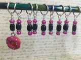Pink Doughnut Stitch Marker Set- 9 Pieces- Knitting Tools , stitch markers - Jill's Beaded Knit Bits, Jill's Beaded Knit Bits
 - 5