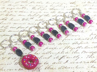 Pink Doughnut Stitch Marker Set- 9 Pieces- Knitting Tools , stitch markers - Jill's Beaded Knit Bits, Jill's Beaded Knit Bits
 - 6