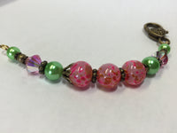 Pink and Green Scissor Fob, Zipper Pull, or Beaded Keychain Charm , Accessories - Jill's Beaded Knit Bits, Jill's Beaded Knit Bits
 - 1