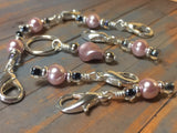 Removable Pink Pearl Stitch Markers & Holder , Stitch Markers - Jill's Beaded Knit Bits, Jill's Beaded Knit Bits
 - 2