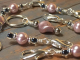 Removable Pink Pearl Stitch Markers & Holder , Stitch Markers - Jill's Beaded Knit Bits, Jill's Beaded Knit Bits
 - 3