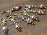 Removable Pink Pearl Stitch Markers & Holder , Stitch Markers - Jill's Beaded Knit Bits, Jill's Beaded Knit Bits
 - 1