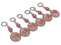 Pink Elephants Stitch Marker Set for Knitting or Crochet