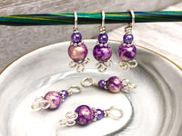 Purple and Gold Stitch Markers for Knitting