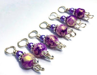 Purple and Gold Stitch Markers for Knitting