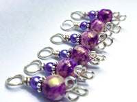 Purple and Gold Stitch Markers for Knitting