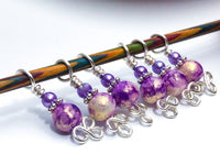 Purple and Gold Stitch Markers for Knitting