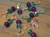 Crystal Dragonfly Stitch Marker Set Purple & Blue , Stitch Markers - Jill's Beaded Knit Bits, Jill's Beaded Knit Bits
 - 4