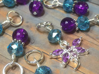 Crystal Dragonfly Stitch Marker Set Purple & Blue , Stitch Markers - Jill's Beaded Knit Bits, Jill's Beaded Knit Bits
 - 1