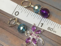 Crystal Dragonfly Stitch Marker Set Purple & Blue , Stitch Markers - Jill's Beaded Knit Bits, Jill's Beaded Knit Bits
 - 5