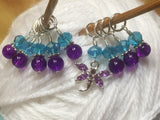 Crystal Dragonfly Stitch Marker Set Purple & Blue , Stitch Markers - Jill's Beaded Knit Bits, Jill's Beaded Knit Bits
 - 6