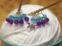 Crystal Dragonfly Stitch Marker Set Purple & Blue , Stitch Markers - Jill's Beaded Knit Bits, Jill's Beaded Knit Bits
 - 3