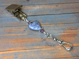 Purple Heart Portuguese Knitting Pin- Clip on Badge Pin , Portugese Knitting Pin - Jill's Beaded Knit Bits, Jill's Beaded Knit Bits
 - 3