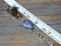 Purple Heart Portuguese Knitting Pin- Clip on Badge Pin , Portugese Knitting Pin - Jill's Beaded Knit Bits, Jill's Beaded Knit Bits
 - 4