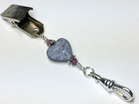 Purple Heart Portuguese Knitting Pin- Clip on Badge Pin , Portugese Knitting Pin - Jill's Beaded Knit Bits, Jill's Beaded Knit Bits
 - 5