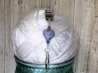 Purple Heart Portuguese Knitting Pin- Clip on Badge Pin , Portugese Knitting Pin - Jill's Beaded Knit Bits, Jill's Beaded Knit Bits
 - 7