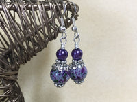 Purple Speckle French Hook Wire Earrings , jewelry - Jill's Beaded Knit Bits, Jill's Beaded Knit Bits
 - 1