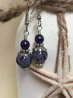 Purple Speckle French Hook Wire Earrings , jewelry - Jill's Beaded Knit Bits, Jill's Beaded Knit Bits
 - 2