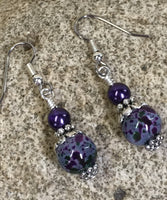 Purple Speckle French Hook Wire Earrings , jewelry - Jill's Beaded Knit Bits, Jill's Beaded Knit Bits
 - 7