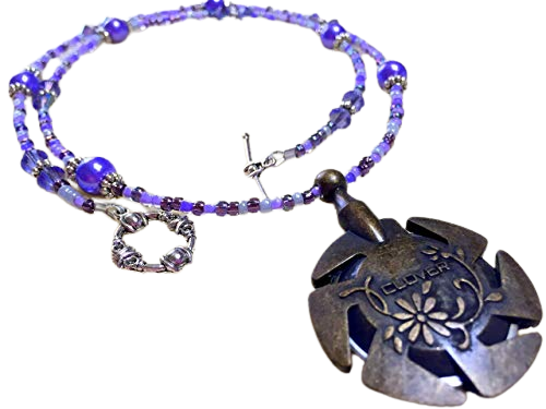 Beaded Yarn Cutter Necklace- Purple