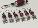 Red Butterflies Stitch Markers with Matching Stitch Marker Holder , Stitch Markers - Jill's Beaded Knit Bits, Jill's Beaded Knit Bits
 - 4