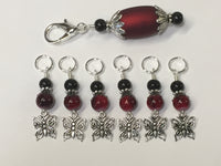 Red Butterflies Stitch Markers with Matching Stitch Marker Holder , Stitch Markers - Jill's Beaded Knit Bits, Jill's Beaded Knit Bits
 - 5