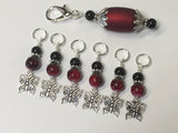 Red Butterflies Stitch Markers with Matching Stitch Marker Holder , Stitch Markers - Jill's Beaded Knit Bits, Jill's Beaded Knit Bits
 - 6