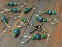 Rose Cross Knitting Stitch Marker Set-(Blue Beads) , Stitch Markers - Jill's Beaded Knit Bits, Jill's Beaded Knit Bits
 - 4