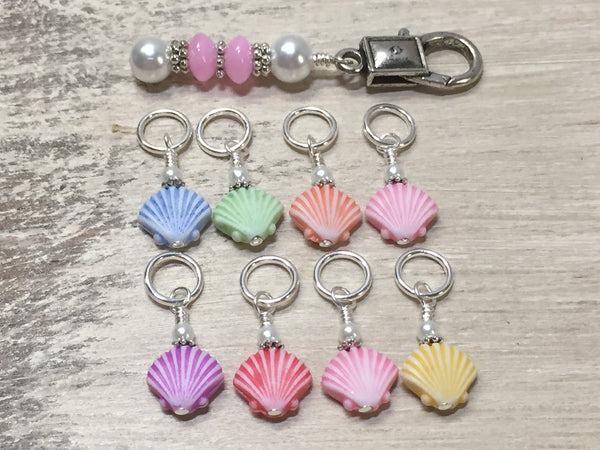 Seashell Stitch Markers and Matching Clip Holder , Stitch Markers - Jill's Beaded Knit Bits, Jill's Beaded Knit Bits
 - 1