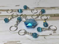 Polygon Blue Crystal Stitch Marker Set , Stitch Markers - Jill's Beaded Knit Bits, Jill's Beaded Knit Bits
 - 2