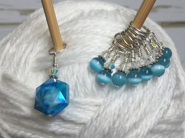 Polygon Blue Crystal Stitch Marker Set – Jill's Beaded Knit Bits
