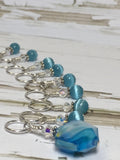 Polygon Blue Crystal Stitch Marker Set , Stitch Markers - Jill's Beaded Knit Bits, Jill's Beaded Knit Bits
 - 6