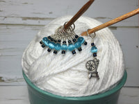 Spinning Wheel Stitch Marker Set- Blue Cats Eye , Stitch Markers - Jill's Beaded Knit Bits, Jill's Beaded Knit Bits
 - 3