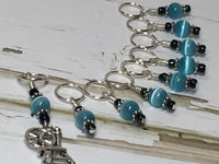 Spinning Wheel Stitch Marker Set- Blue Cats Eye , Stitch Markers - Jill's Beaded Knit Bits, Jill's Beaded Knit Bits
 - 4