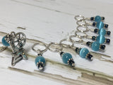 Spinning Wheel Stitch Marker Set- Blue Cats Eye , Stitch Markers - Jill's Beaded Knit Bits, Jill's Beaded Knit Bits
 - 5