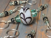 Knitting Stitch Marker Set- Swirl Design Lamp Work Bead , Stitch Markers - Jill's Beaded Knit Bits, Jill's Beaded Knit Bits
 - 1