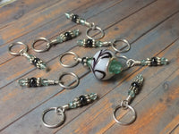 Knitting Stitch Marker Set- Swirl Design Lamp Work Bead , Stitch Markers - Jill's Beaded Knit Bits, Jill's Beaded Knit Bits
 - 8