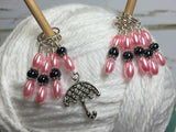 Pink Umbrella Stitch Marker Set , stitch markers - Jill's Beaded Knit Bits, Jill's Beaded Knit Bits
 - 2