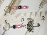 Pink Umbrella Stitch Marker Set , stitch markers - Jill's Beaded Knit Bits, Jill's Beaded Knit Bits
 - 3